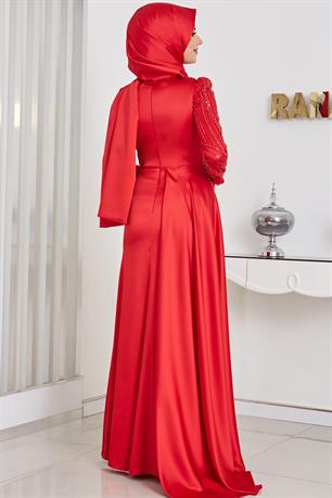 Sırma Tesettür Abiye Kırmızı