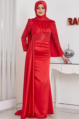 Sırma Tesettür Abiye Kırmızı