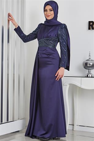 Sırma Tesettür Abiye Lacivert