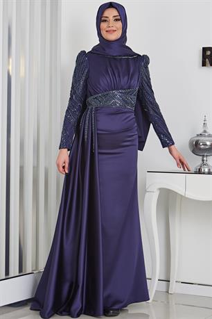 Sırma Tesettür Abiye Lacivert
