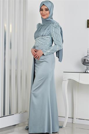 Sırma Tesettür Abiye Mint