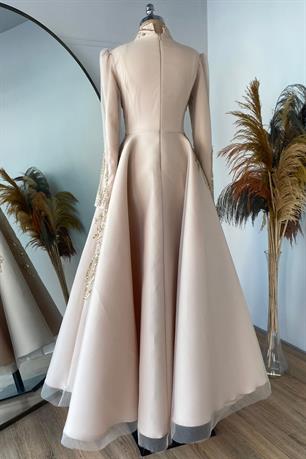 Sude Kabarık Tesettür Abiye Gold