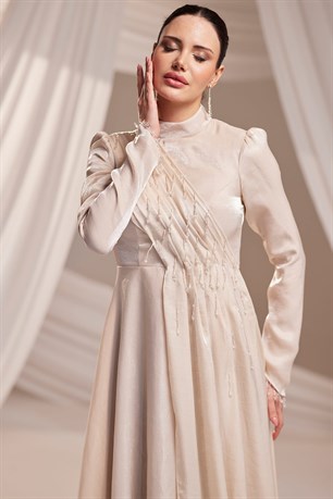 Sude Tesettür Abiye Bej