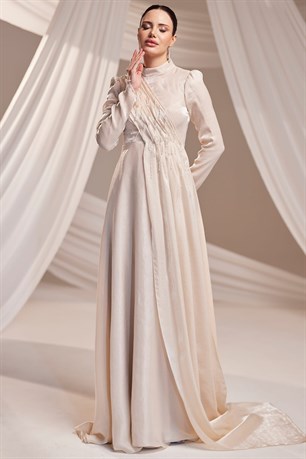 Sude Tesettür Abiye Bej