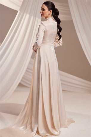 Sude Tesettür Abiye Bej