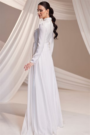 Sude Tesettür Abiye Beyaz