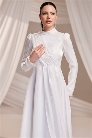 Sude Tesettür Abiye Beyaz