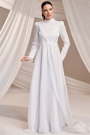 Sude Tesettür Abiye Beyaz