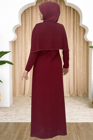 Sunay Tesettür Abiye Bordo
