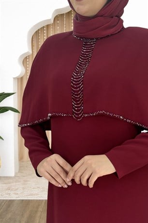 Sunay Tesettür Abiye Bordo