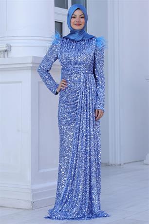 Şura Tesettür Abiye İndigo