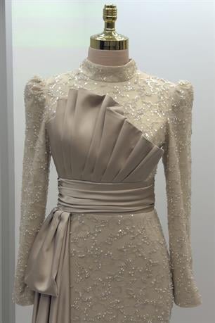 Tomris Tesettür Abiye Gold