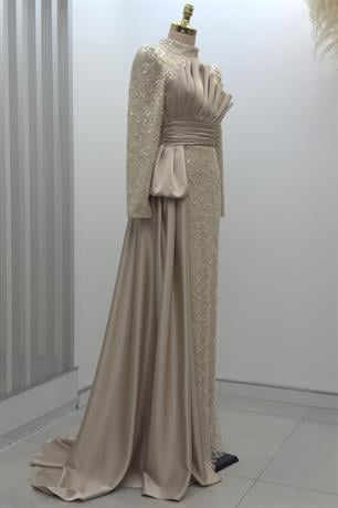 Tomris Tesettür Abiye Gold