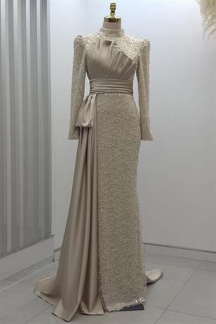 Tomris Tesettür Abiye Gold