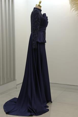 Tomris Tesettür Abiye Lacivert