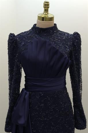 Tomris Tesettür Abiye Lacivert