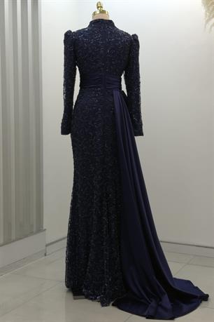 Tomris Tesettür Abiye Lacivert