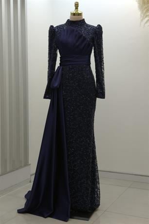 Tomris Tesettür Abiye Lacivert