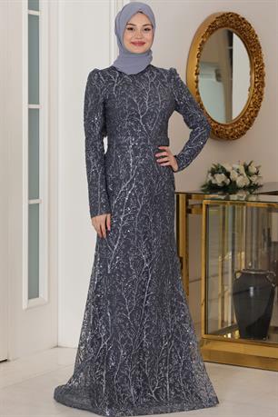 Tuana Tesettür Abiye Antrasit