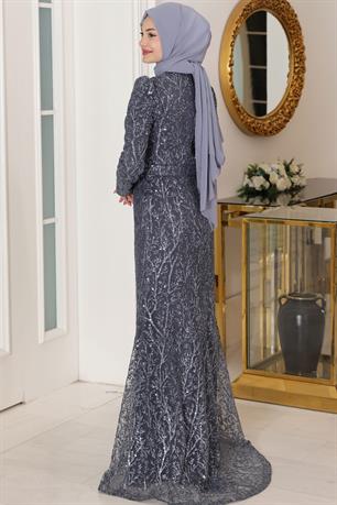 Tuana Tesettür Abiye Antrasit