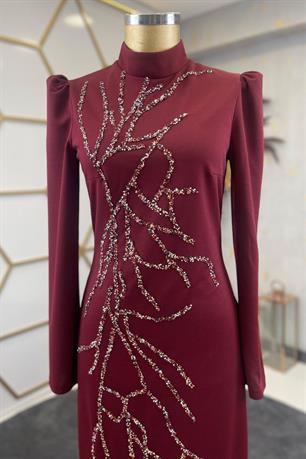 Tuana Tesettür Abiye Bordo