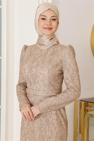 Tuana Tesettür Abiye Gold