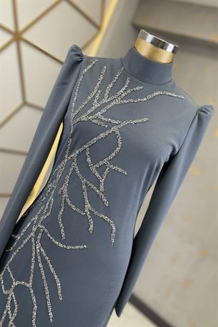 Tuana Tesettür Abiye Gri