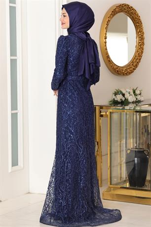 Tuana Tesettür Abiye Lacivert