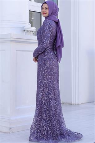 Tuana Tesettür Abiye Lavanta