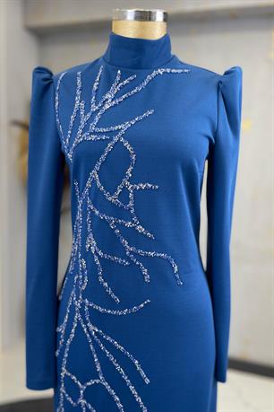 Tuana Tesettür Abiye Mavi