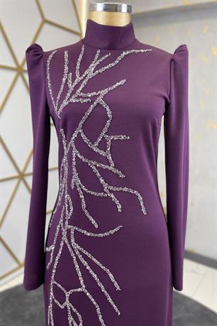 Tuana Tesettür Abiye Mor