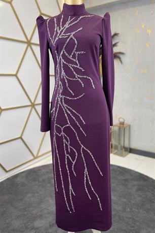 Tuana Tesettür Abiye Mor