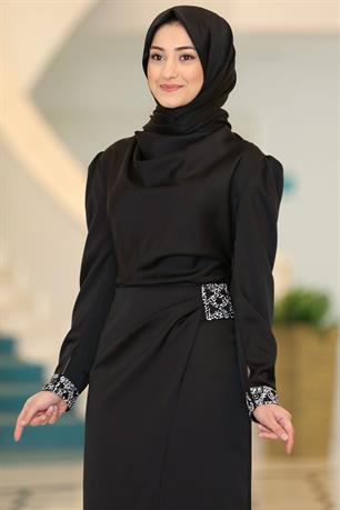 Tuana Tesettür Abiye Siyah