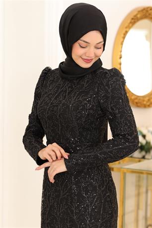 Tuana Tesettür Abiye Siyah