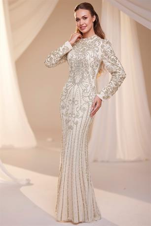 Tuğra Tesettür Abiye Ekru