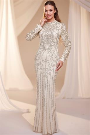 Tuğra Tesettür Abiye Ekru