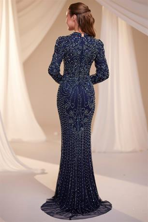 Tuğra Tesettür Abiye Lacivert