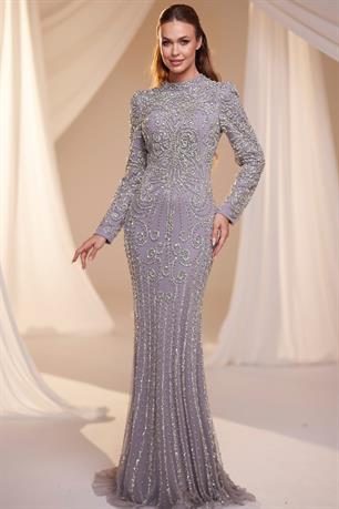 Tuğra Tesettür Abiye Lila