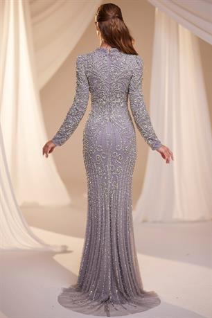 Tuğra Tesettür Abiye Lila