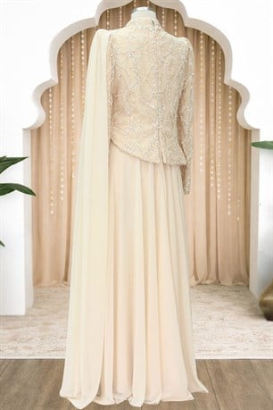 Tülin Tesettür Abiye Ekru