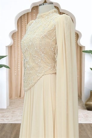 Tülin Tesettür Abiye Ekru