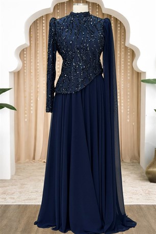 Tülin Tesettür Abiye Lacivert