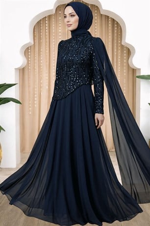 Tülin Tesettür Abiye Lacivert