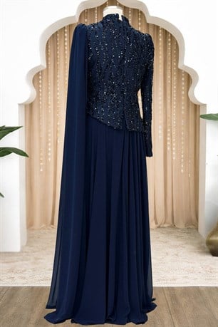 Tülin Tesettür Abiye Lacivert