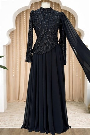 Tülin Tesettür Abiye Siyah