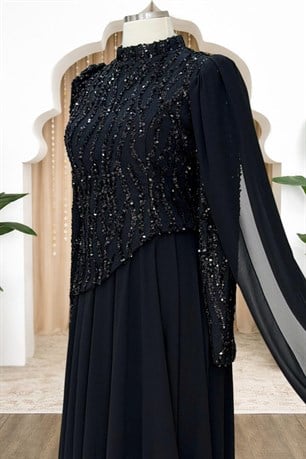 Tülin Tesettür Abiye Siyah