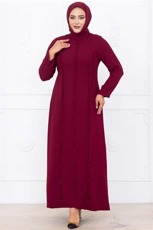 Tuna Tesettür Abiye Bordo