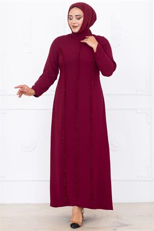 Tuna Tesettür Abiye Bordo