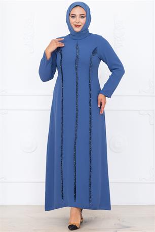 Tuna Tesettür Abiye İndigo