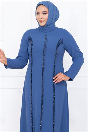 Tuna Tesettür Abiye İndigo
